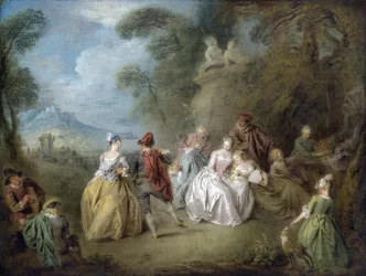 Hofscène in een park, ca. 1730-35